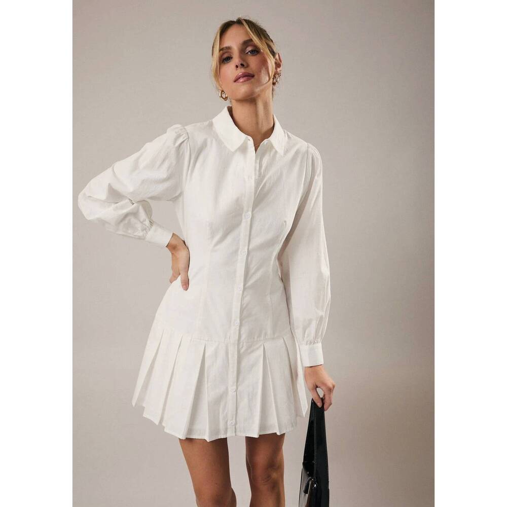 NEW SUNDAY EDITION on the top button down dress in white